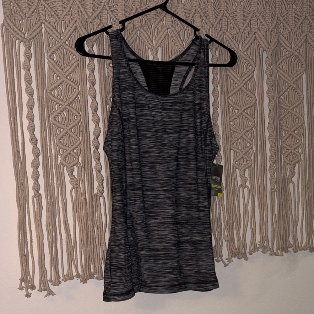 Danskin Now Black and Gray Space-Dye Racerback Tank